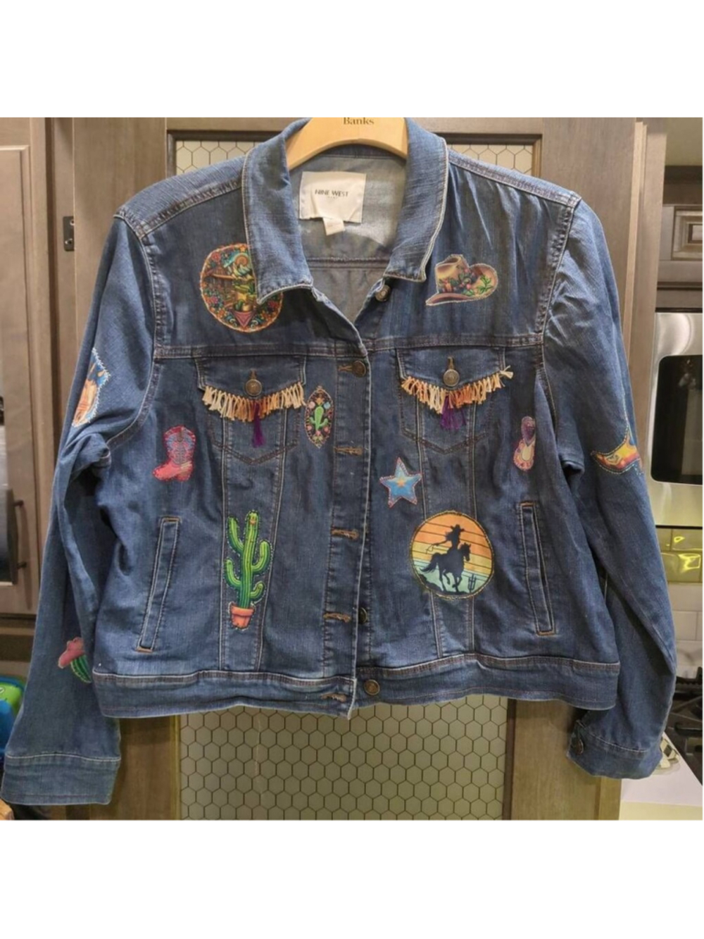 Nine West Upcycled jean jacket western style Jacket western